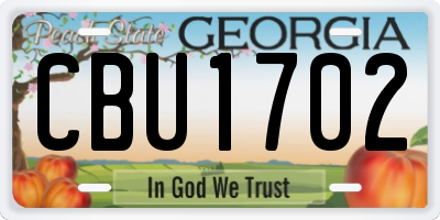 GA license plate CBU1702