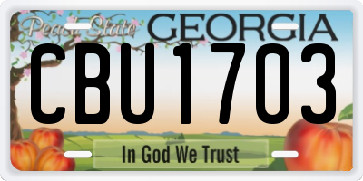 GA license plate CBU1703