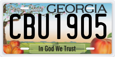 GA license plate CBU1905