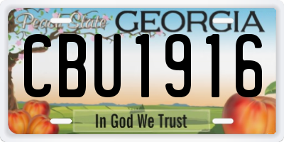 GA license plate CBU1916
