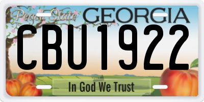 GA license plate CBU1922