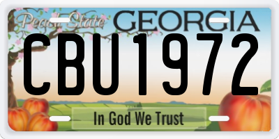 GA license plate CBU1972