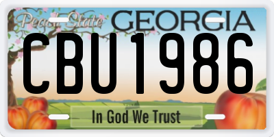 GA license plate CBU1986