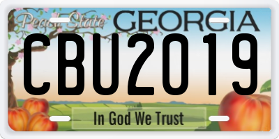 GA license plate CBU2019