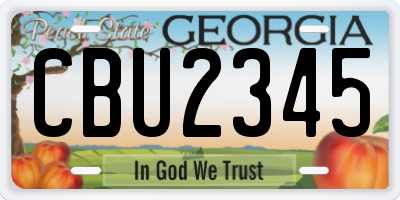 GA license plate CBU2345