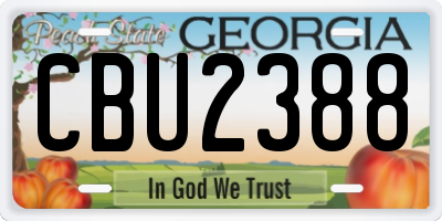 GA license plate CBU2388