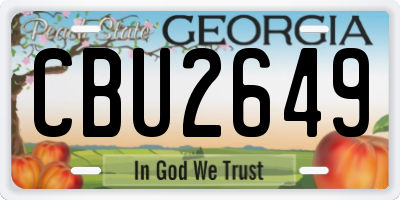 GA license plate CBU2649