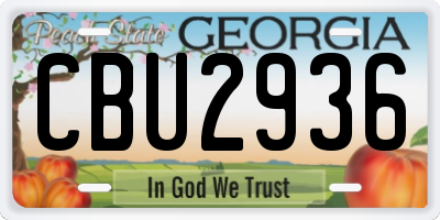 GA license plate CBU2936