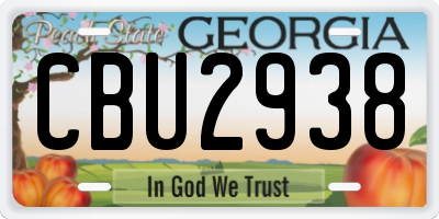 GA license plate CBU2938