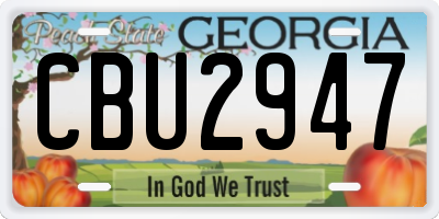 GA license plate CBU2947