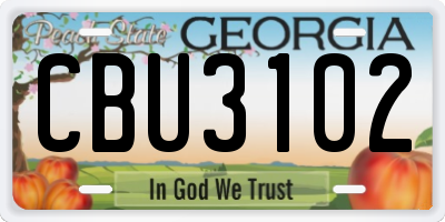 GA license plate CBU3102