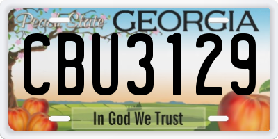 GA license plate CBU3129