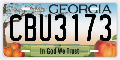 GA license plate CBU3173
