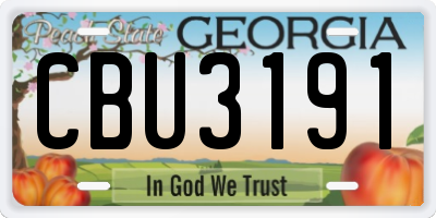 GA license plate CBU3191