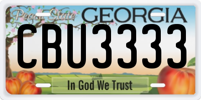 GA license plate CBU3333