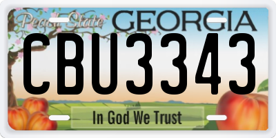 GA license plate CBU3343