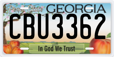 GA license plate CBU3362