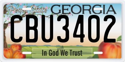GA license plate CBU3402