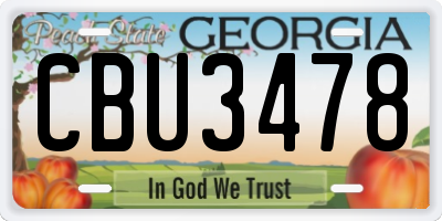 GA license plate CBU3478