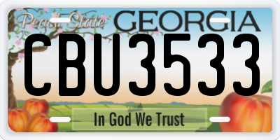 GA license plate CBU3533