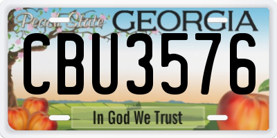 GA license plate CBU3576