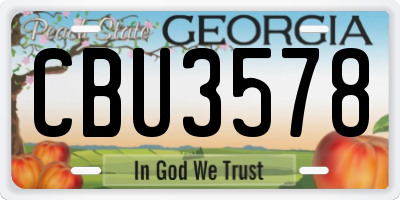 GA license plate CBU3578