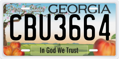 GA license plate CBU3664