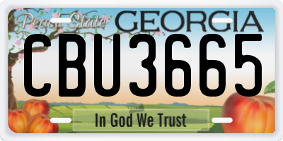 GA license plate CBU3665