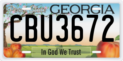 GA license plate CBU3672