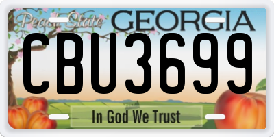 GA license plate CBU3699