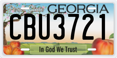 GA license plate CBU3721