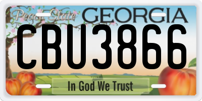GA license plate CBU3866