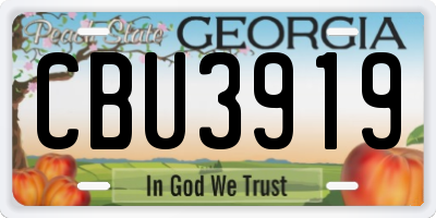 GA license plate CBU3919