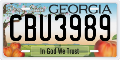 GA license plate CBU3989