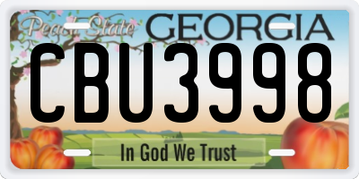 GA license plate CBU3998