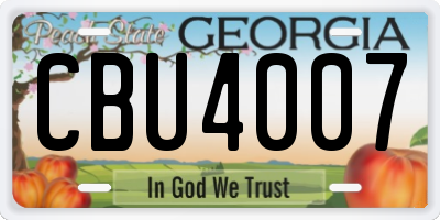GA license plate CBU4007