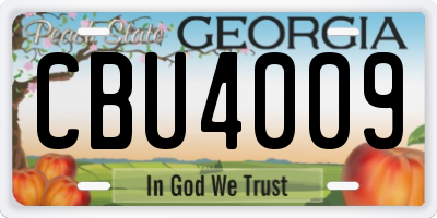 GA license plate CBU4009