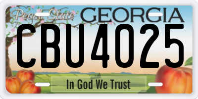 GA license plate CBU4025