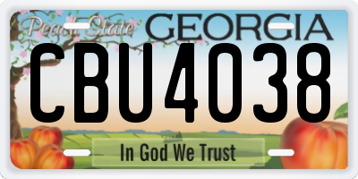 GA license plate CBU4038