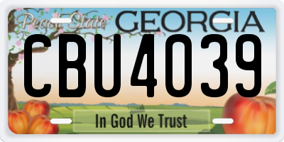 GA license plate CBU4039