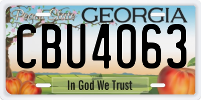 GA license plate CBU4063