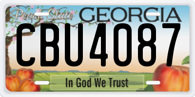 GA license plate CBU4087