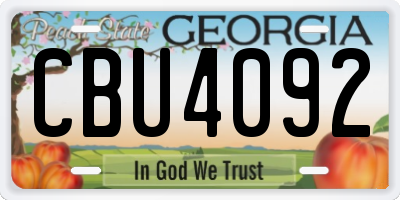 GA license plate CBU4092