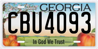 GA license plate CBU4093