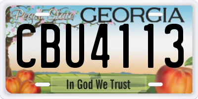 GA license plate CBU4113
