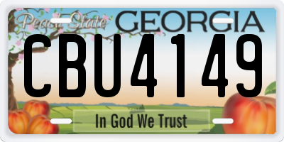 GA license plate CBU4149
