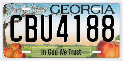 GA license plate CBU4188