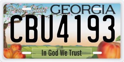 GA license plate CBU4193
