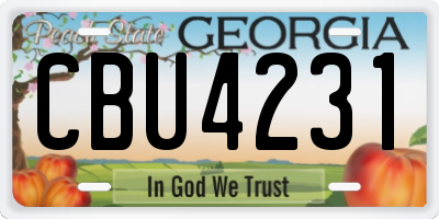 GA license plate CBU4231
