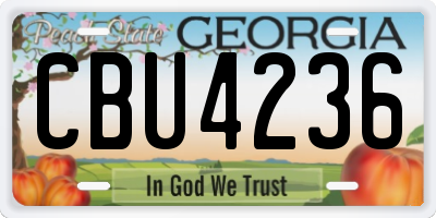 GA license plate CBU4236
